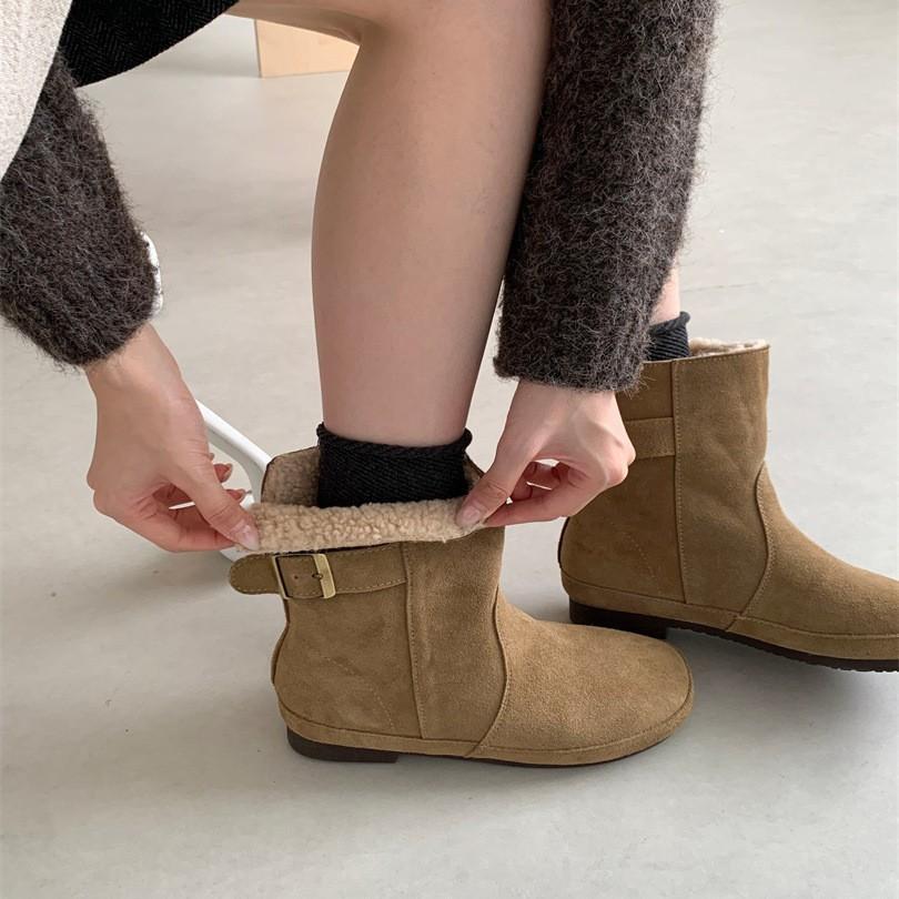 Foreign trade snow boots women's 2025 autumn and winter new velvet thermal cotton boots medium tube low heel snow boots women