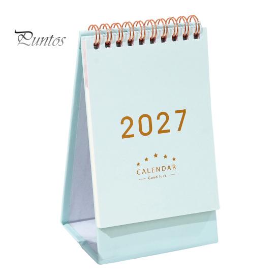 Academic Year Calendar 2027 Desk Calendar, Standing Flip Desktop Minimalist Gold Foil Cover Daily Agenda Monthly Planner, Thick Paper for Note Taking,