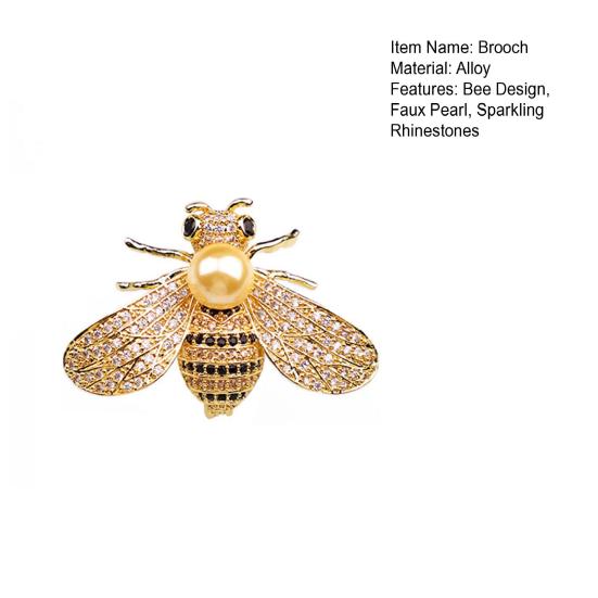 Hayvan Broş Pırıltılı Rhinestones Sahte İnci Arı Tasarım Klips Takı Oksidasyon Önleyici Giysi Aksesuarları