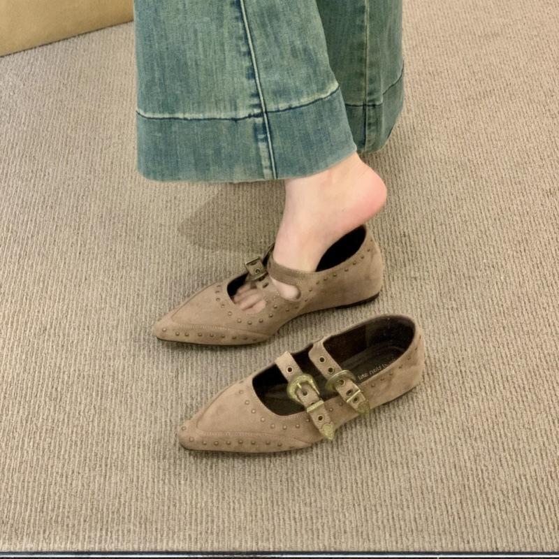 Retro spitz zulaufende Zehenpartie, flacher Ausschnitt, Innenhöhe erhöhend, Dameneinzelschuhe, 2025 neues Design, französischer Spätabend-Wind, Mary Jane Schuhe