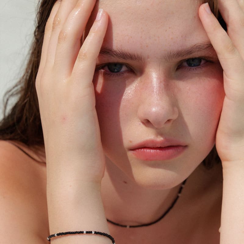 

leeENoir Black Beads Silver Ball Bracelet BLACK