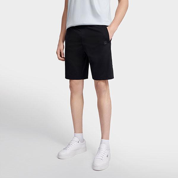 FILA White Special Series Solid Color Knitted Straight Leg Shorts Men shorts Black F11M327601A-BK