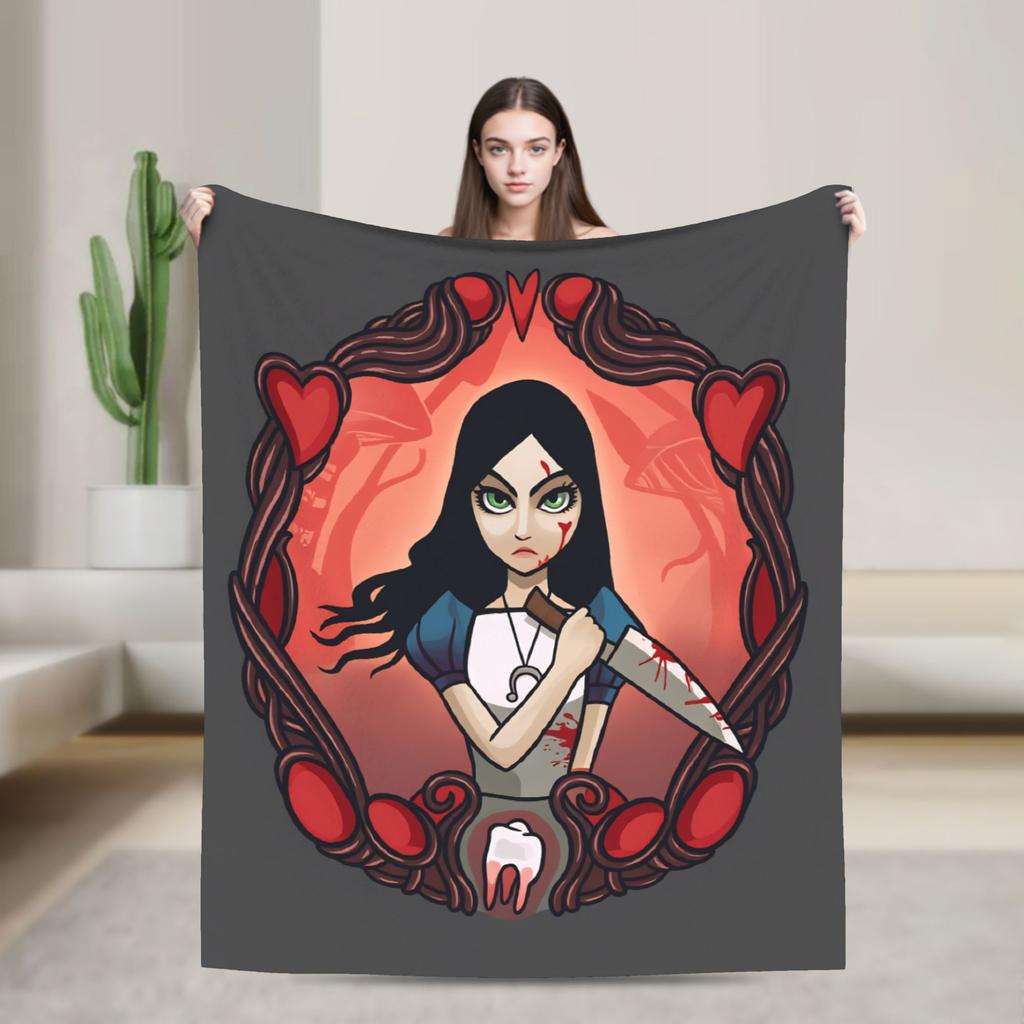 Dark Alice Madness Returns Game Flannel Blanket Spring  Warm Soft Throw Blanket Home Decor Pattern Bedspread Sofa Bed Cover