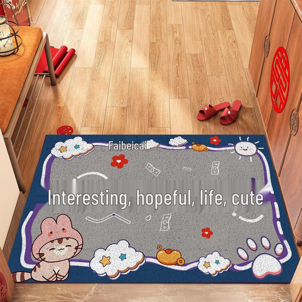 Festive Cartoon Door Mat: Stain-Resistant, Dirt-Wiping, Mud-Scraper Mat for Entryway & Home, Easy To Clean Coil Design.