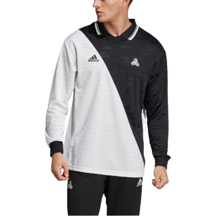 Adidas Tango Advanced Color Block Comfortable Breathable Polo Long Sleeve T-Shirt Men Tops Black DP2705