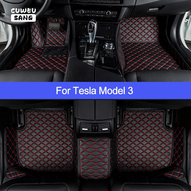 

CUWEUSANG Custom Car Floor Mats For Tesla Model 3 2018 2019 2020 2021 2020 2022 Years Foot Coche Accessories