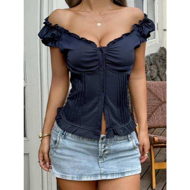 Hot Girl Style Summer Short-sleeved Fungus Vest for Women Independent Website