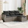 VidaXL Garden Lounge Set 4 Pcs with Grey Cushions Wicker 3325556
