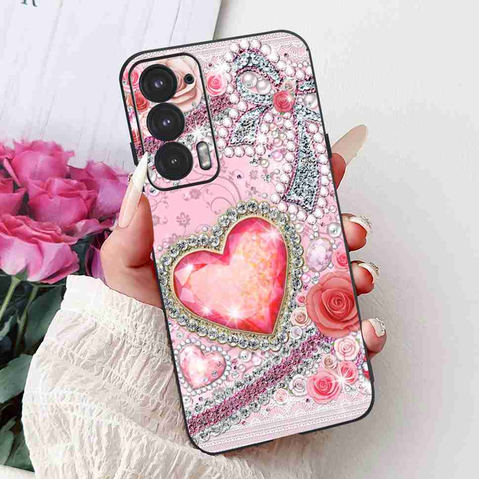 New Luxury Heart Case For Motorola Edge 20 Silicone Back Cover For Motorola Edge 20 Edge20 5G Shockproof Clear Bumper