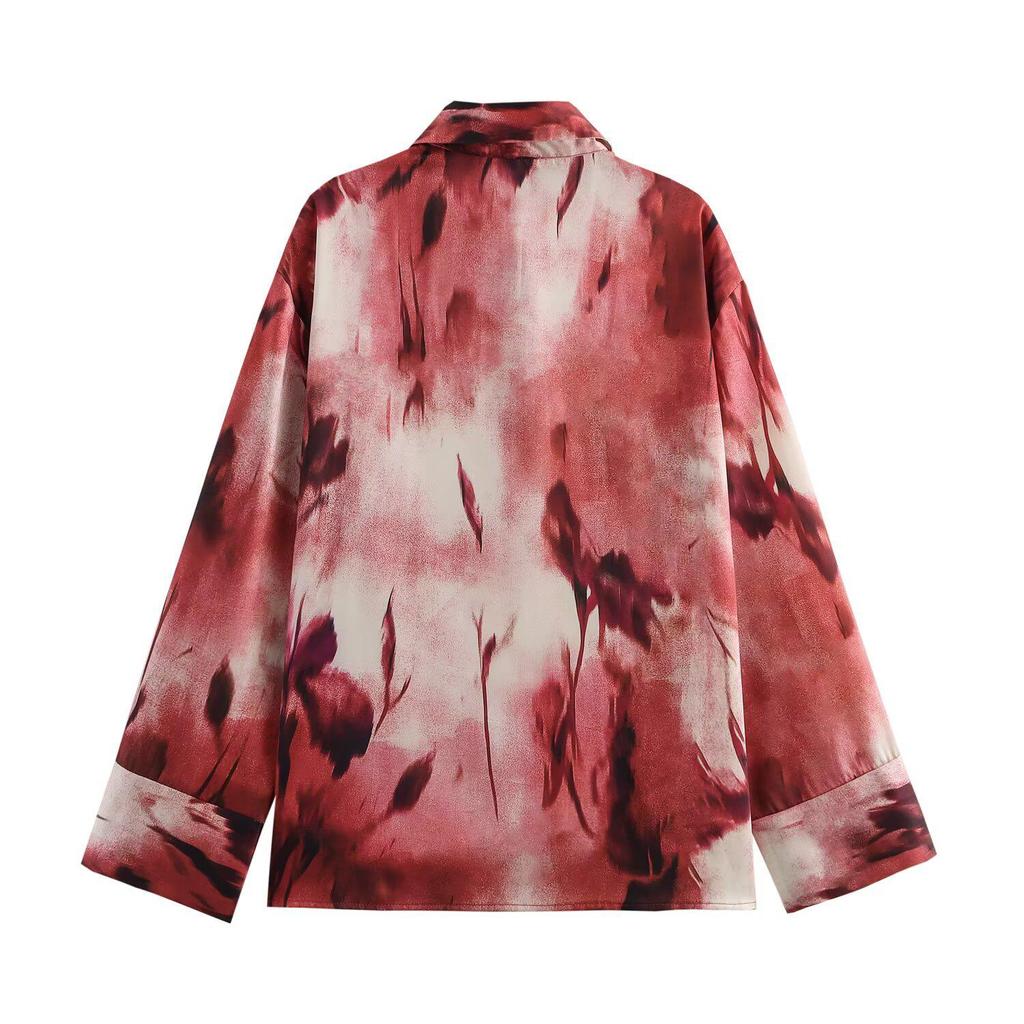 2025 Spring Women's Tie-Dye Single-Breasted Long-Sleeve Shirt