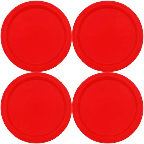 KNK 70mm Air Hockey Puck Set, Multi Colour Replacement Pucks for Air Hockey Table, 12g Plastic Pack of 4/8, No Pushers (Red - Pack of 4)