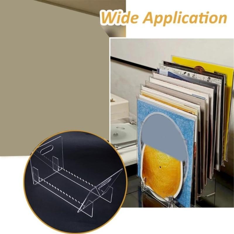 Elegant Album Display Shelf, Clear Acrylic Storage Stand Home Accessory with Solid Acrylic Base Desktop Record Organizes