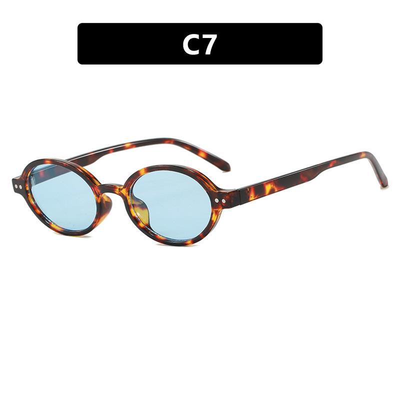 New Retro Small Oval High Quality Sunglasses Women Fashion Clear Ocean Lens Shades Uv400 Men Outdoor Trending Sun Glasses