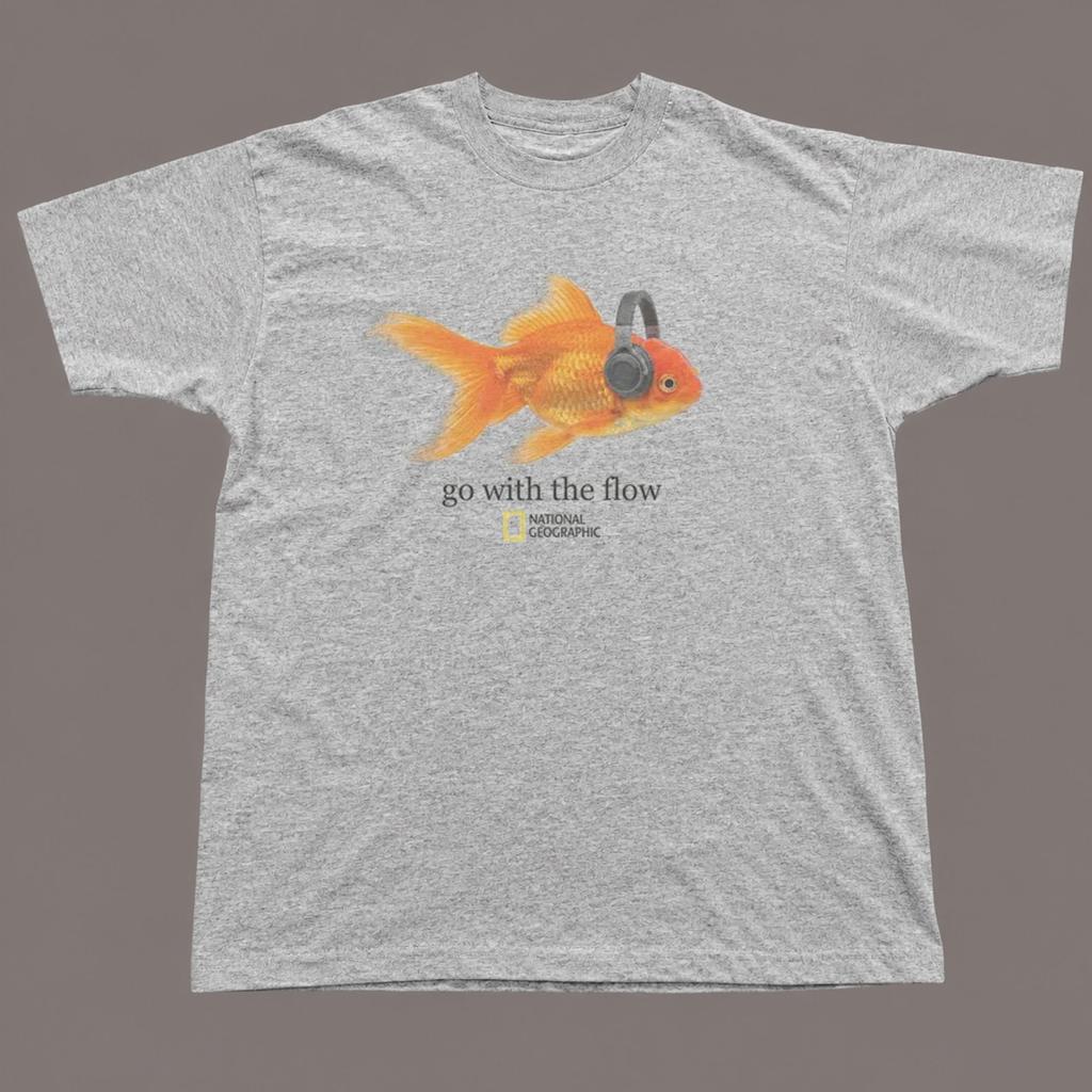 National Geographic Go With The Flow Goldfish Shirt Graphic T-Shirt, Unisex Cotton Tee
