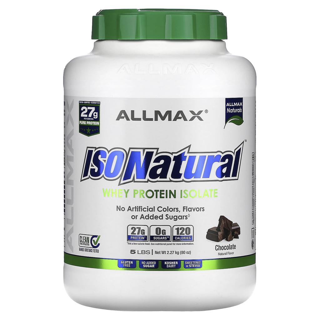 ALLMAX, IsoNatural, 100% Ultrapure Natural Whey Protein Isolate, Chocolate, 5 lbs