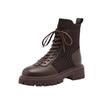 Booties Lace-up Sock Black Female Ankle Boots Punk Style Footwear Combat with Laces Short Shoes for Women Fashion 2024 New Rock