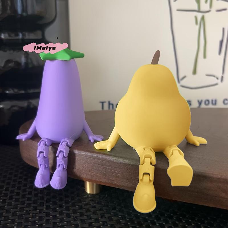 M-3D Printed Fruit And Vegetable Figurines With Movable Joints Lemon Banana Design Ornaments Desk Decorations Home Decor