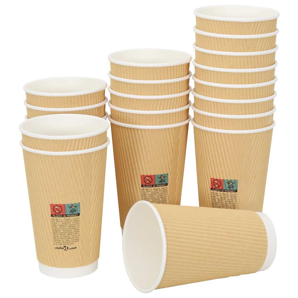Vidaxl Papierowe Kubki, 500 Szt., 16Oz, 400Ml, Brązowy