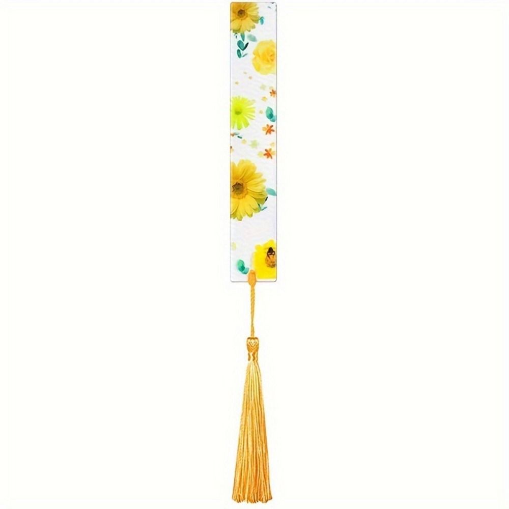 10Pcs/Set Transparent Floral Acrylic Bookmark With Tassels Reading Book Clip  Study/Library