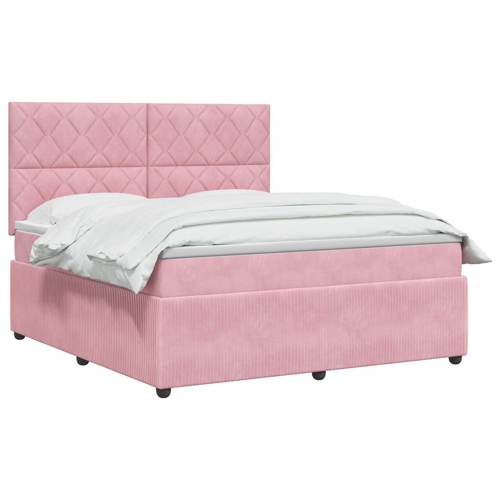 Boxspring Bed with Mattress and Headboard Pink 140 X 200 Cm Velvet