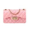 Fresh jelly chain lock bag a diamond solid color small square bag crossbody shoulder women's bag