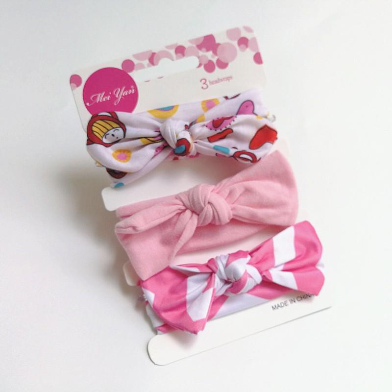 European & American Kids' Rabbit Ears Headband Set: 3-Piece Infant Bow Hair Accessories for Boys & Girls