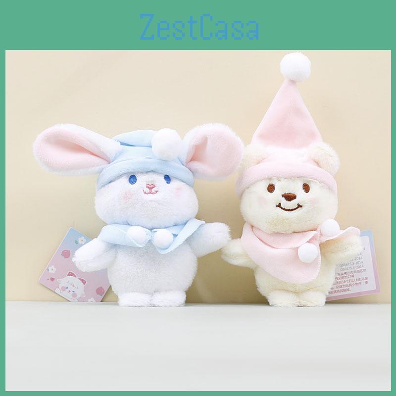 Bear Plush Christmas Keychain With Hat Pp Cotton Stuffed Toy For Kids Gift