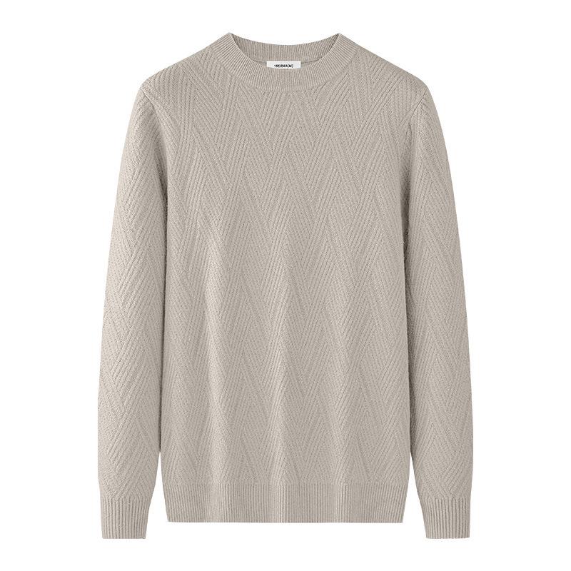 Men's Lyocell Wool Crew Neck Sweater - Warm, Light, Mature Style Knitwear