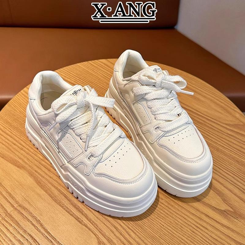 Leather Platform White Shoes Children Spring and Summer New High Value Versatile Heightening Board Shoes Casual Sports Shoes