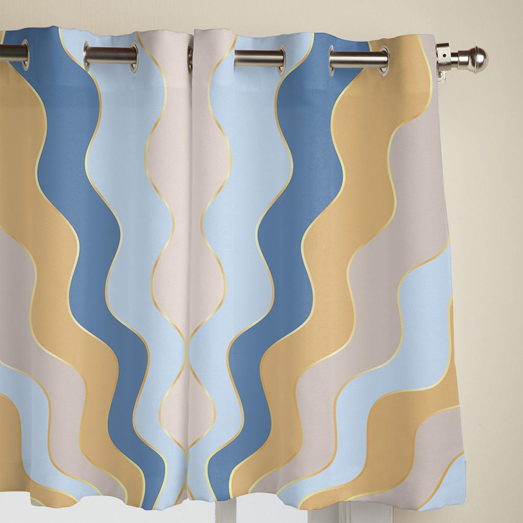 Gradient Ripple Texture Window Curtain Living Room Luxury Valance Curtain for Bedroom Home Kitchen Decor Curtain