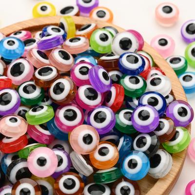 Z12 50pcs/lot 8mm Multicolored Charm Evil Eye Resin Spacer Bead Jewelry Making DIY Handmade Earring Bracelet Trend Accessories