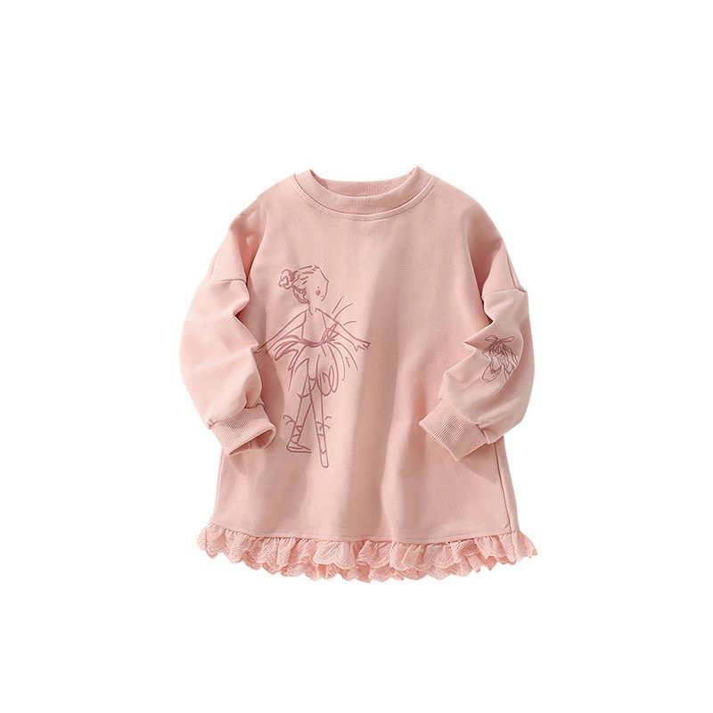 Cotton 2025 Spring and Autumn Children's Dance Long Sleeve T-Shirt for Little Girls, Spring Top, Thin Sweatshirt for Girls 3