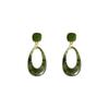 Design Sense Matcha Green Earrings Hong Kong Style Retro Court Style Temperament Stud Earrings Light Luxury High Sense Geometric Oval Earrings