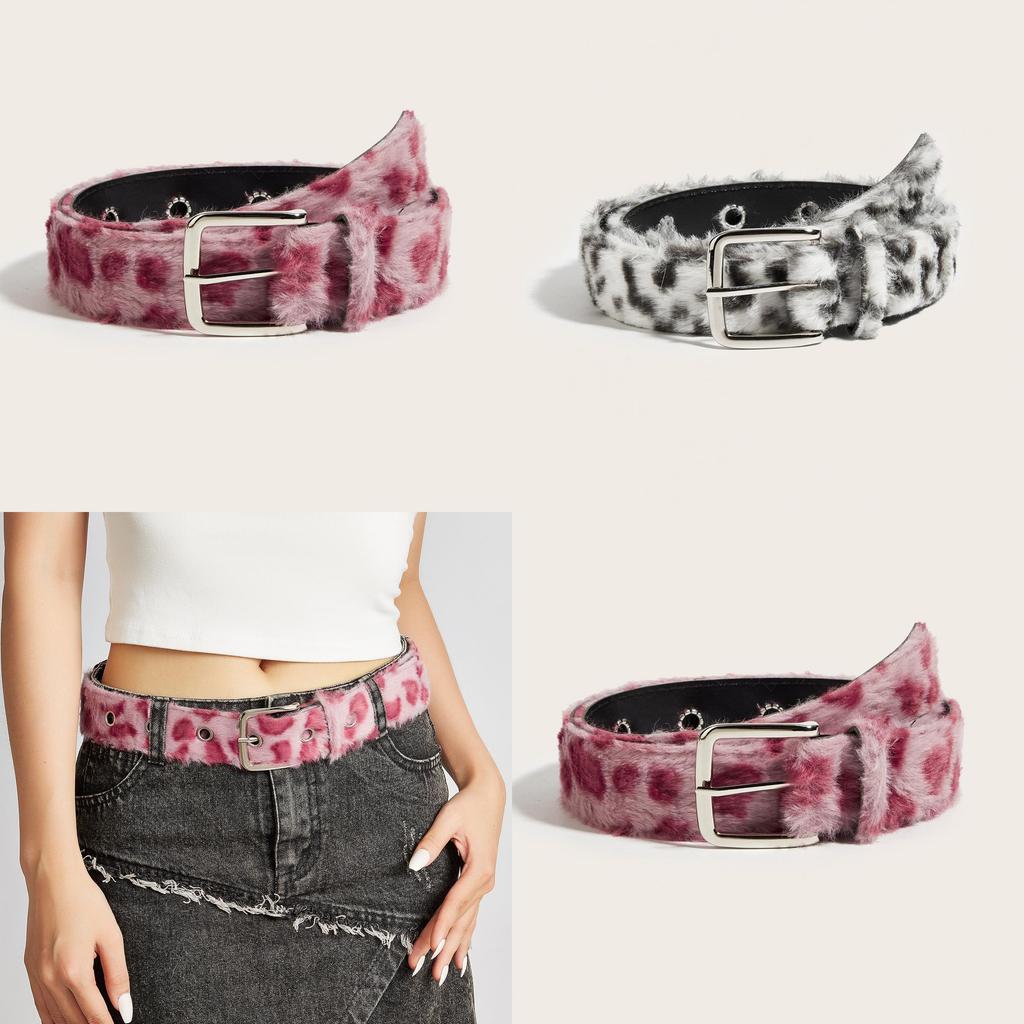 Leopard Print Belt With Gold Alloy Buckle For Womens Fashion And Casual Wear