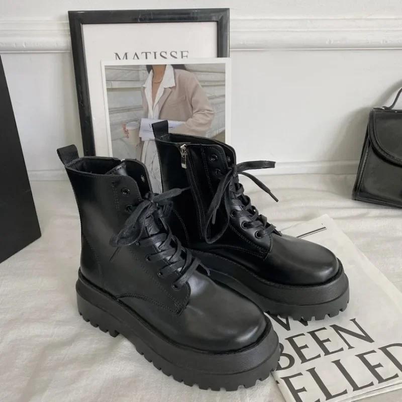 Thick Bottom Platform Women Ankle Boots Woman Shoes Zipper Fashion Female Designer Motorcycle Boot Casual Ladies Footwear 2026