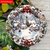 Caldo Inverno Natale Segno di Legno con Motivo Città Innevata - Placca Navidad per Porta d'Ingresso, Decorazione da Appendere alla Parete - Decorazione Natalizia Ideale