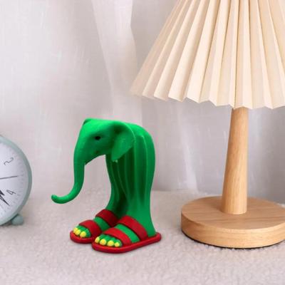 Yousheng Elephant In The Desert Figurine 3D Printed Cactus Elephant Ornament Red Slippers Cartoon Elephant Statue Sculpture Decoration