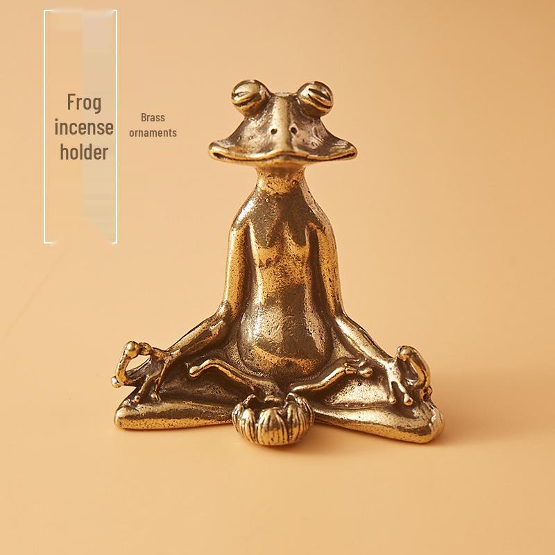 Antique Brass Frog Incense Holder & Tea Pet Ornament