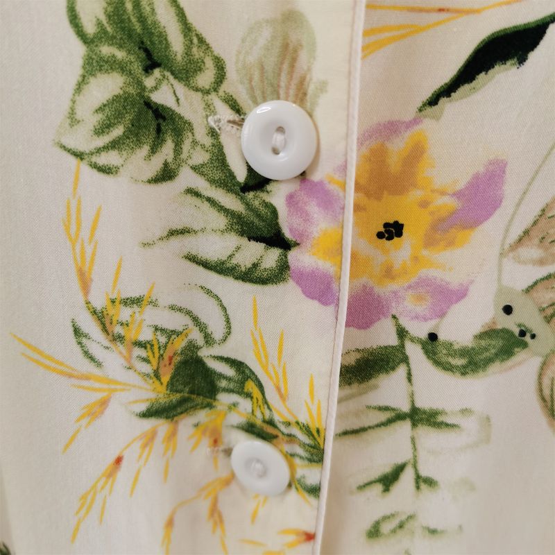 High Quality Cotton Silk Delicate and Soft Ladies Summer Short Sleeve Shorts Pajamas Sets Two-piece Set Can Be Outwear Pastoral Floral