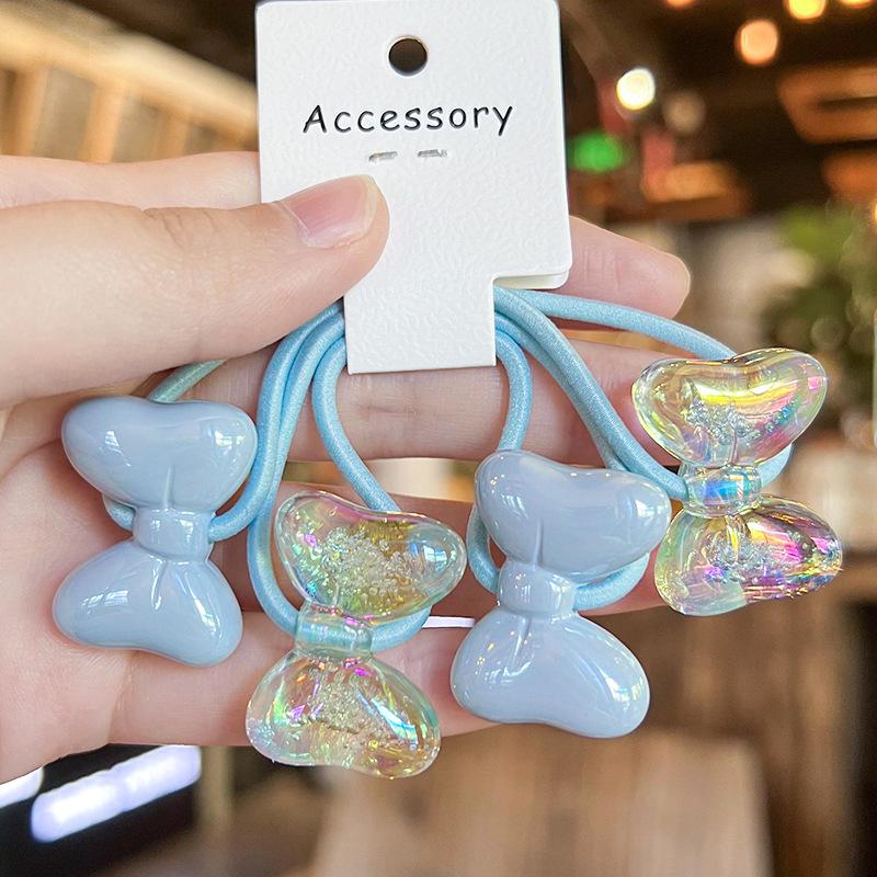 2 Stück/Set Kinder Cartoon Hase Elastische Haargummis Glitzer Blume Haargummi für Mädchen Niedliches Haarband Kinder Haaraccessoire