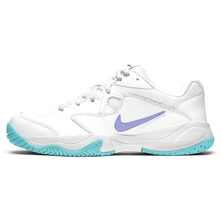 Nike Court Lite 2 Classic Comfortable Shock Absorption Slip Resistant Durable Low Top Tennis Shoes Women sneaker White Blue Purple AR8838-124