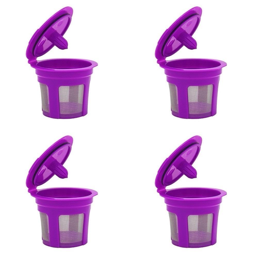 

4 шт. Универсальный фильтр для кофе, многоразовый фильтр, корзина для эспрессо, K-Cup, ситечко для чайных пакетиков фиолетовый