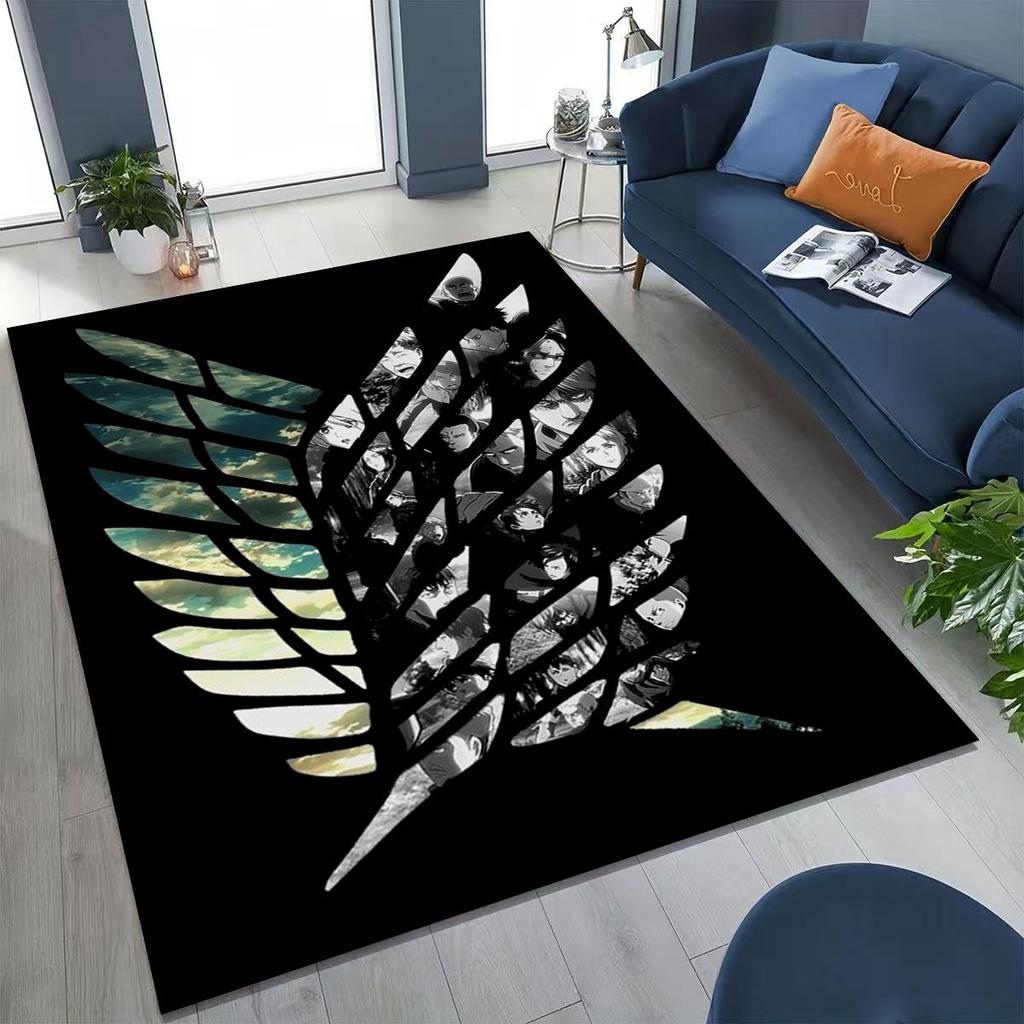 2026 New Anime Attack on Titan Eren Mikasa Cartoon Rug for Bedroom Living Room Sofa Home Doormat Decor,Kids Non-slip Floor Mat