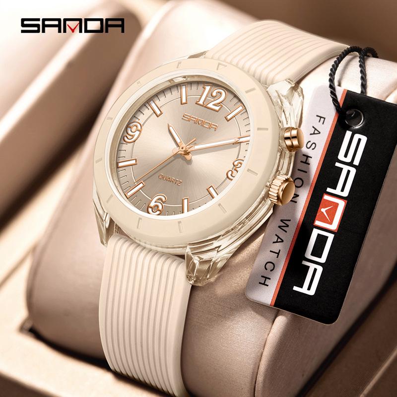 Sanda Silent Quartz Waterproof Luminous Watch for Middle School Students абрикосовый