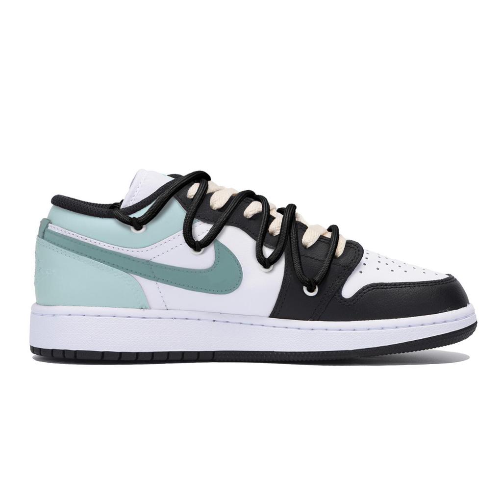 Jordan Air Jordan 1 Puppy Fragment Low Top Vintage Basketball Shoes Men's Black Green 553558-131(Team85-)