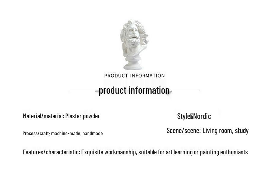 David Head Bust: Plaster Sculpture for Art Students & Teaching Aids