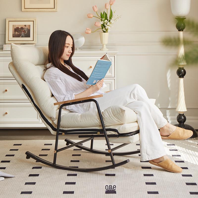 Adjustable Reclining Rocking Chair for Adults - Perfect for Balcony, Home Leisure, and Lounging.