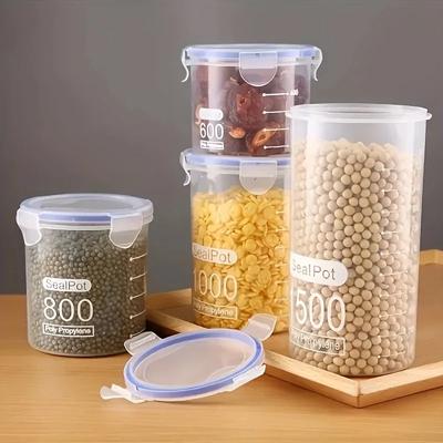 Transparent Food Preservation Sealed Jar Plastic Sealed Cans Milk Tea Food Cans Kitchen Cereal Box Storage Box