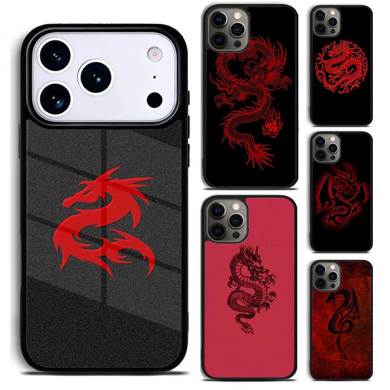 Red Dragon Soft Phone Case for iPhone 17 16 15 Pro Max Air 14 13 12 11 Plus Shockproof Capa Cover