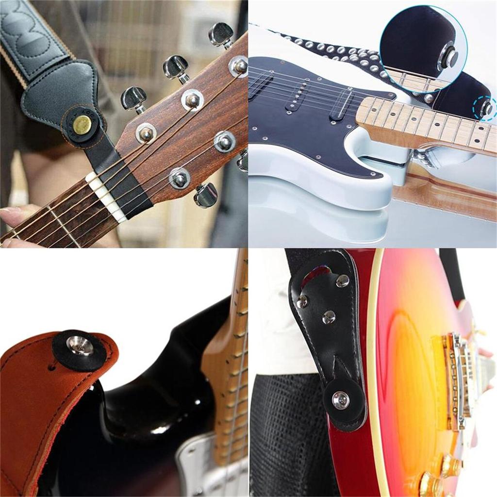 Guitar Strap Button 12 Pairs Premium Silicone Rubber Strap Locks Black